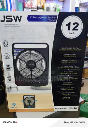 12 Inches Rechargeable Box Fan. Rechargeable Box Fan