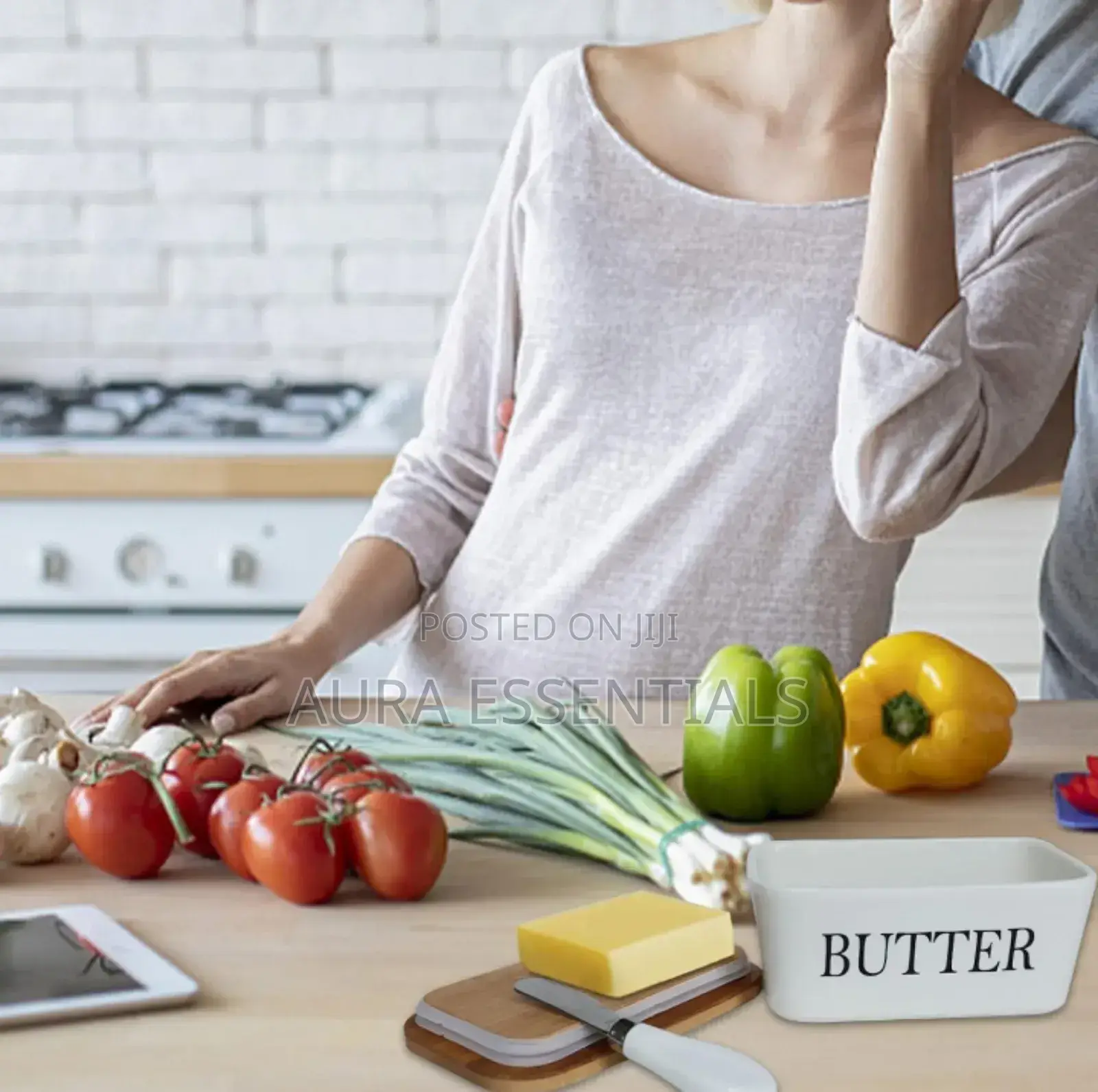 Ceramic Butter Dish With Knife