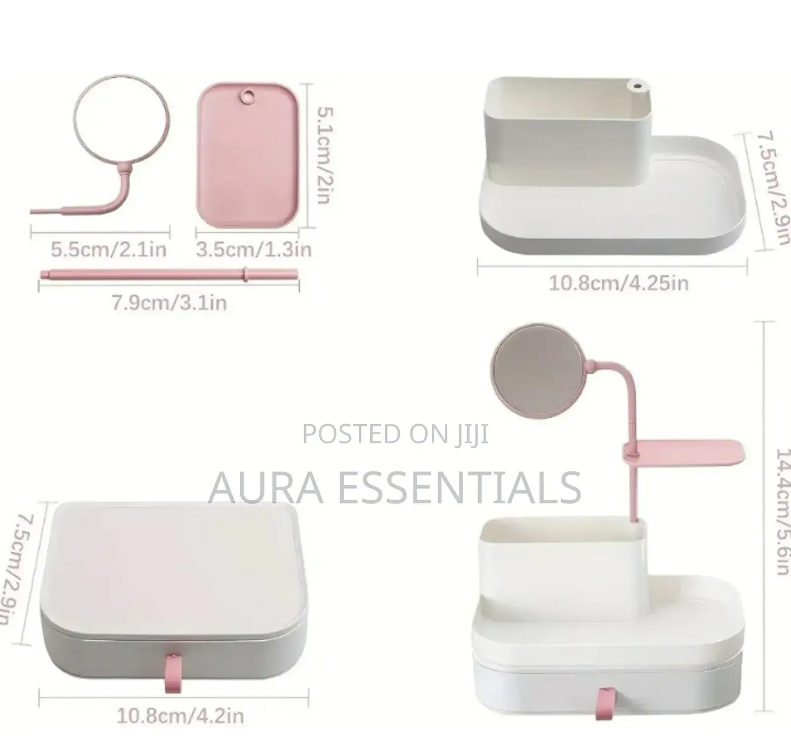 Multifunctional Cosmetics Storage Holder With Makeup Mirror