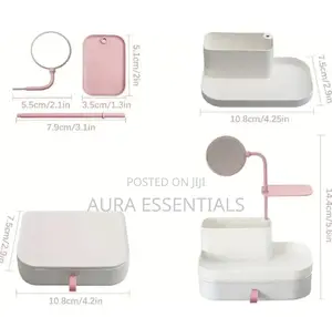 Multifunctional Cosmetics Storage Holder With Makeup Mirror