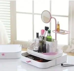 Multifunctional Cosmetics Storage Holder With Makeup Mirror