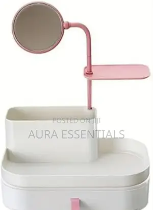 Multifunctional Cosmetics Storage Holder With Makeup Mirror