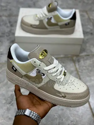 Original Nike Air Force 1 Low 07 Tan Gold Bling Sneaker