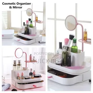 New Stylish Makeup Cosmetic Organizer With Rotating Mirror