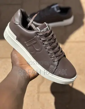 Original Brown/White Balmain B-Court Casual Leather Sneakers