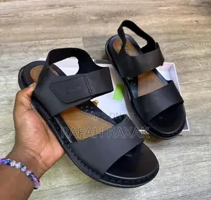 Original Men’S Black Leather Clarks Ankle Strap Sandals