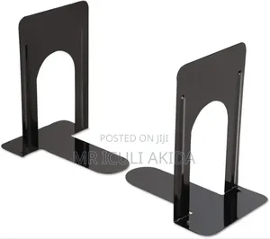 2pcs Metal Coated Bookend Desk Documents Organiser