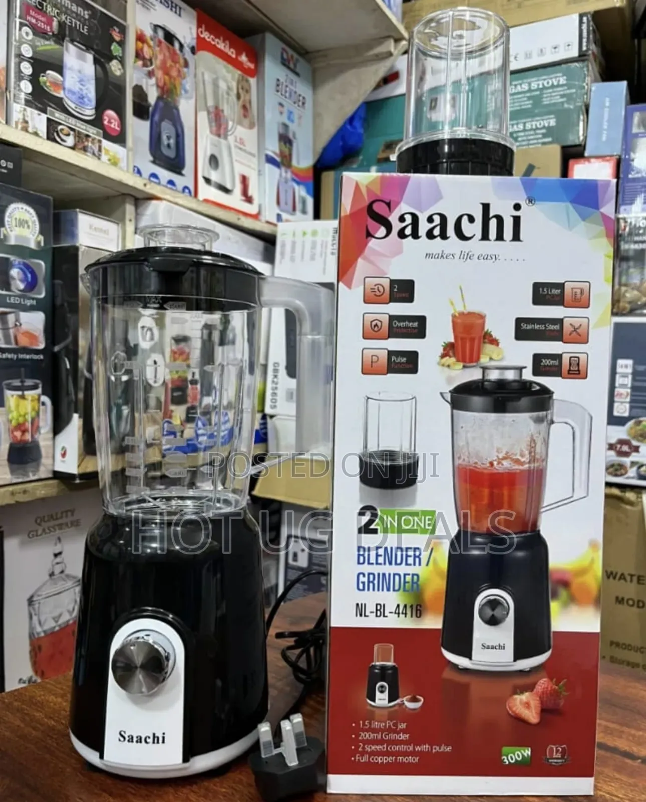 Saachi 2-in-1 Blender and Grinder – (300w) - Black