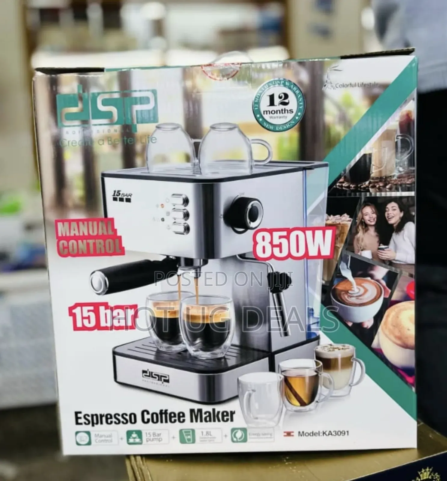 DSP Espresso Coffee Maker 15bar- Color,Silver