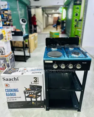 Saachi Stainless Steel Gas Burner With 3 Gas +1 Hot Plate