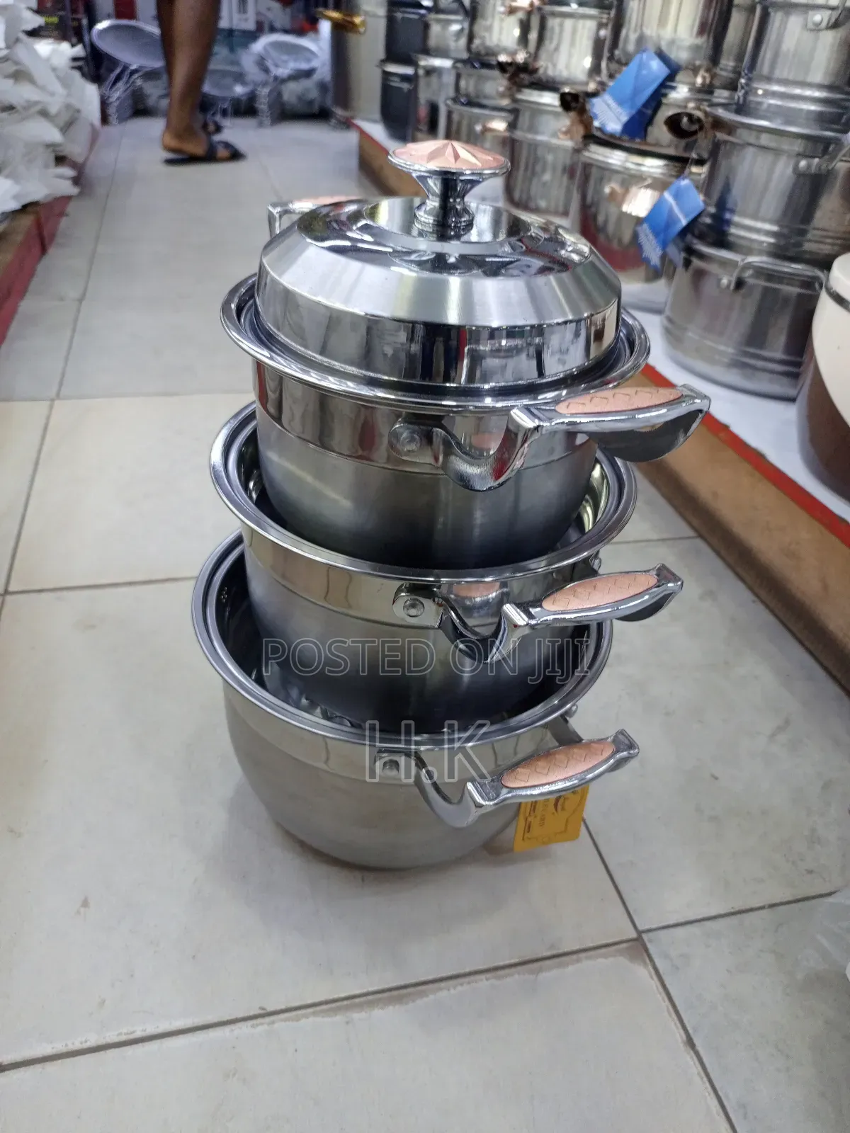 6-Piece Stainless Steel Cookware Set. 20,22,24cm