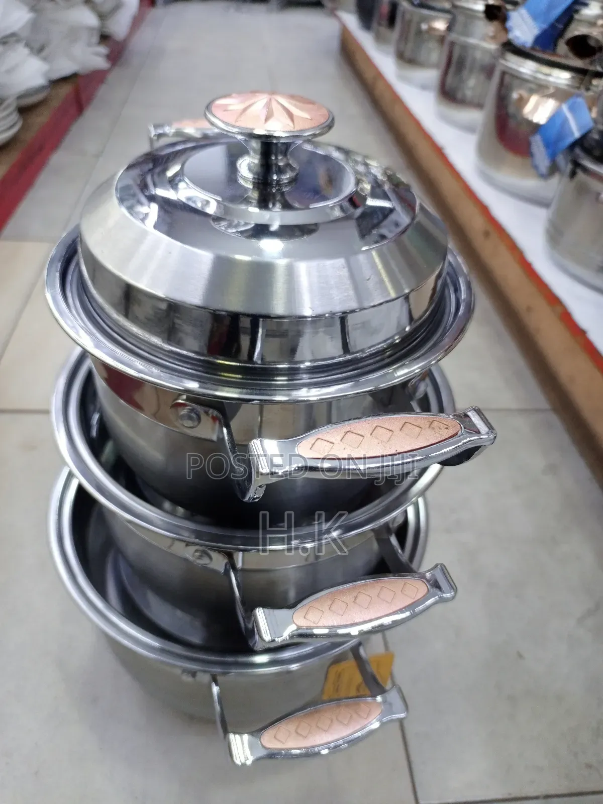 6-Piece Stainless Steel Cookware Set. 20,22,24cm
