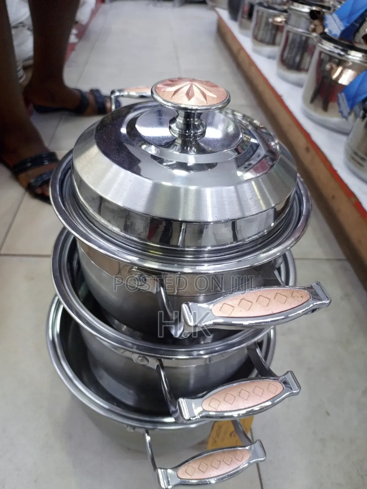 6-Piece Stainless Steel Cookware Set. 20,22,24cm