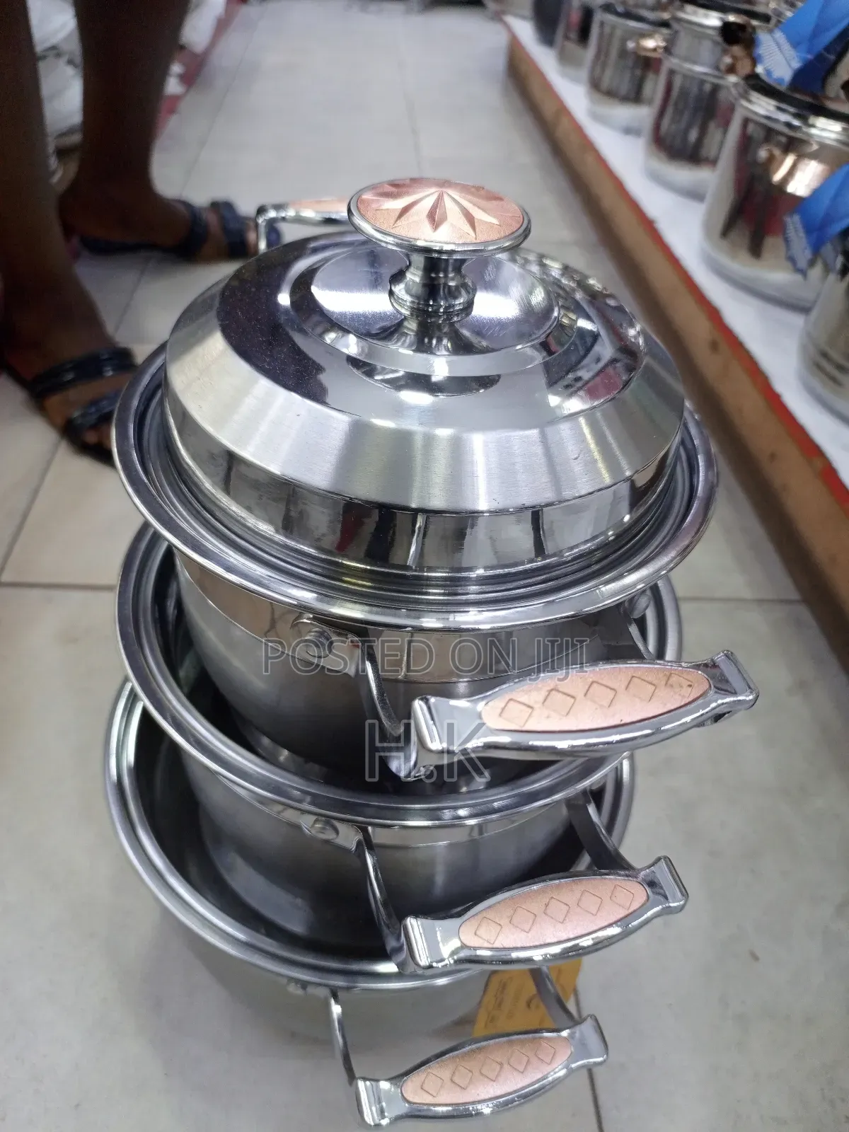 6-Piece Stainless Steel Cookware Set. 20,22,24cm