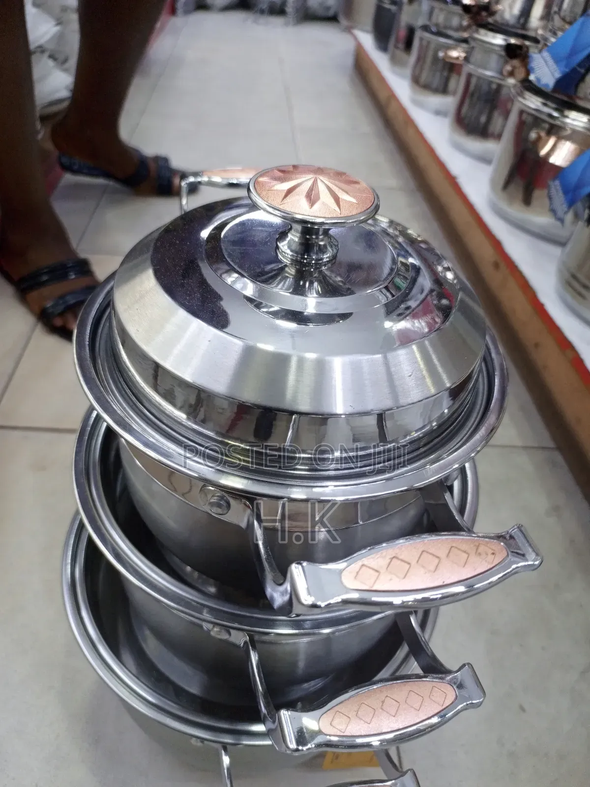 6-Piece Stainless Steel Cookware Set. 20,22,24cm