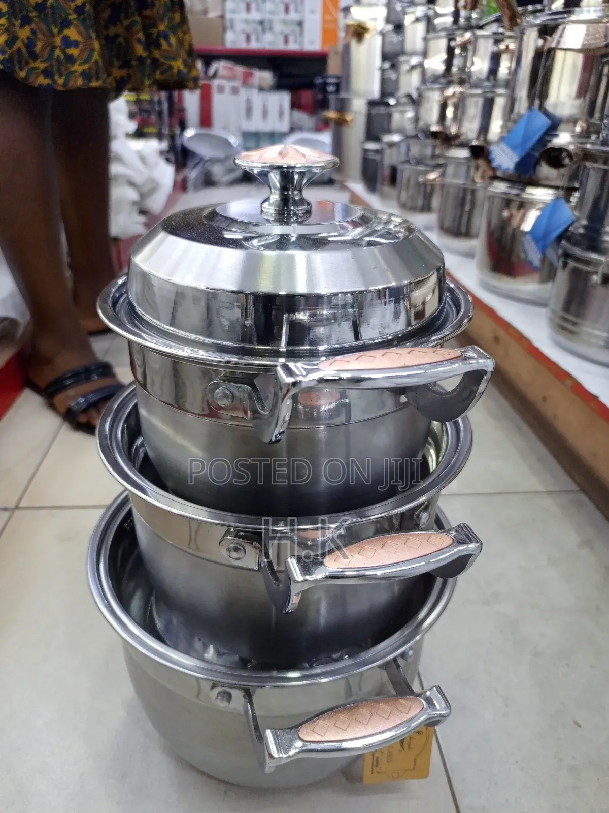 6-Piece Stainless Steel Cookware Set. 20,22,24cm