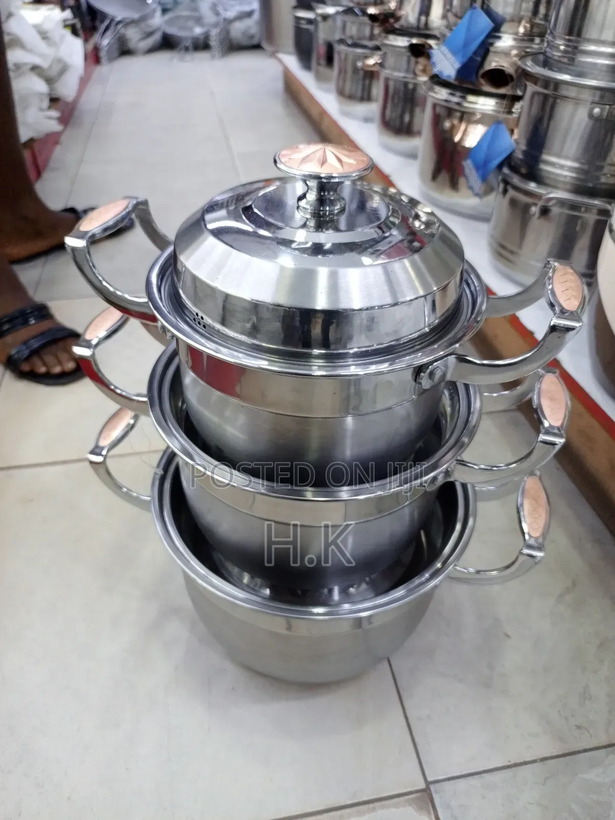 6-Piece Stainless Steel Cookware Set. 20,22,24cm