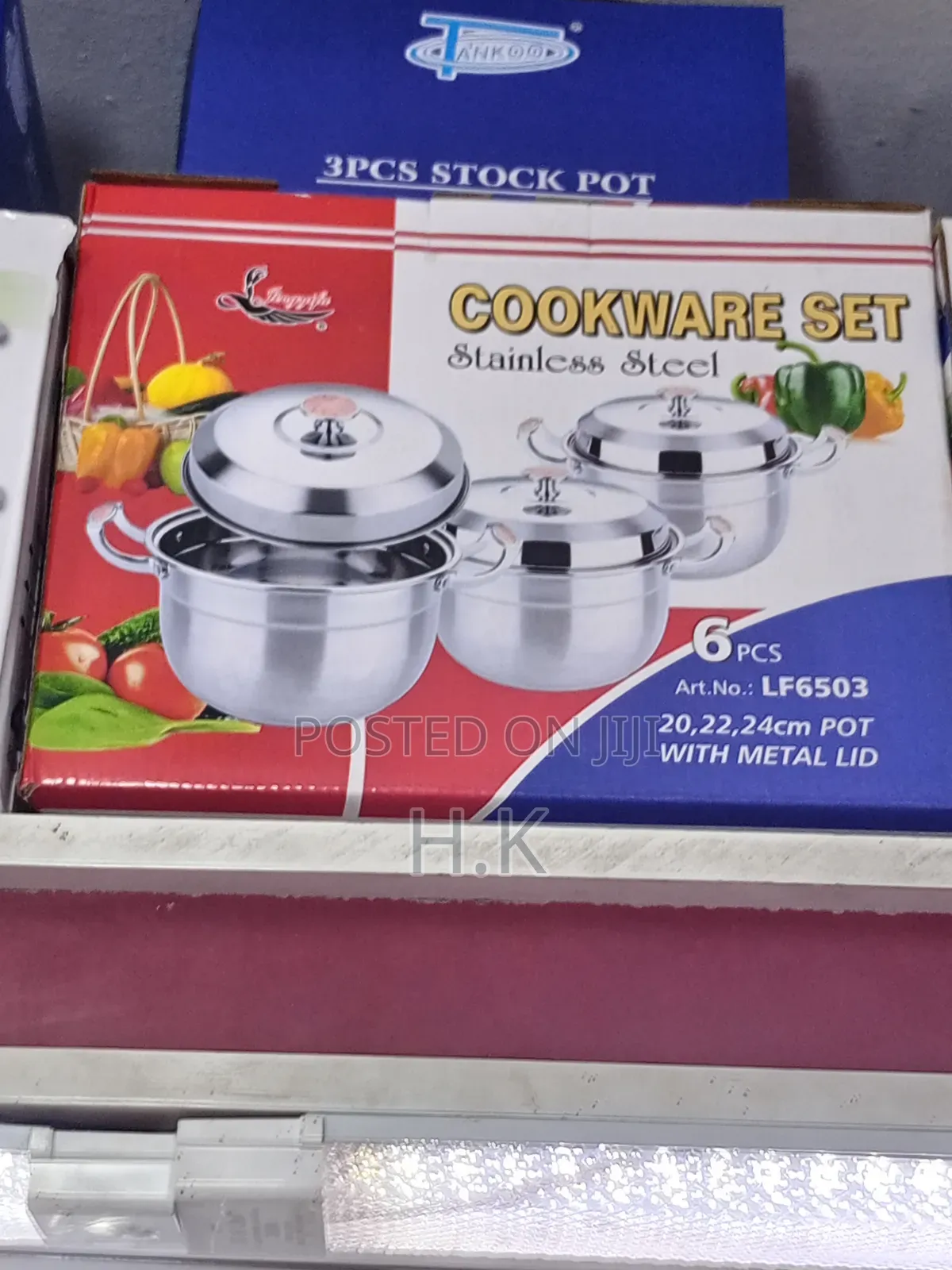 6-Piece Stainless Steel Cookware Set. 20,22,24cm