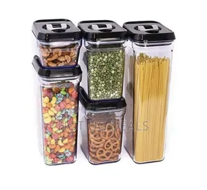 5pc Air-Tight Food Storage Container Set With Black Lids