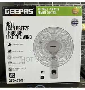 Geepas 16" Wall Fan With Remote Control