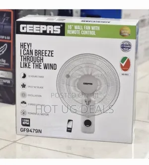 Geepas 16" Wall Fan With Remote Control