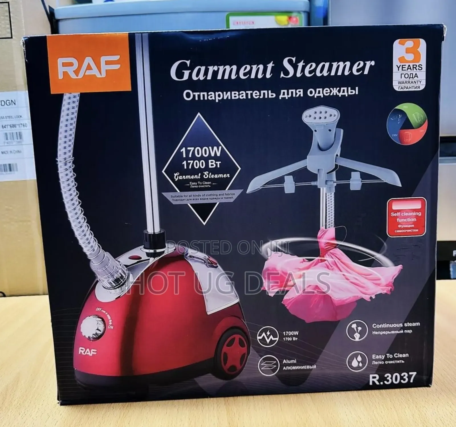 Raf Original Maxwell 1300ml Vertical Garment Steamer- Red
