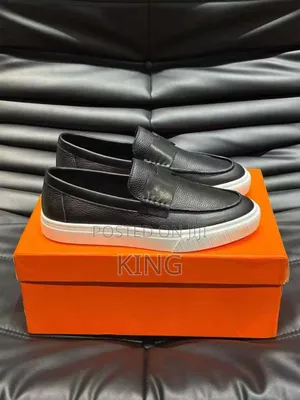 Hermes Men's Loafer Black White