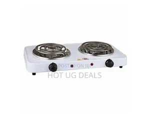 Portable Double Burner Electric Coil Hot Plate -white, Black