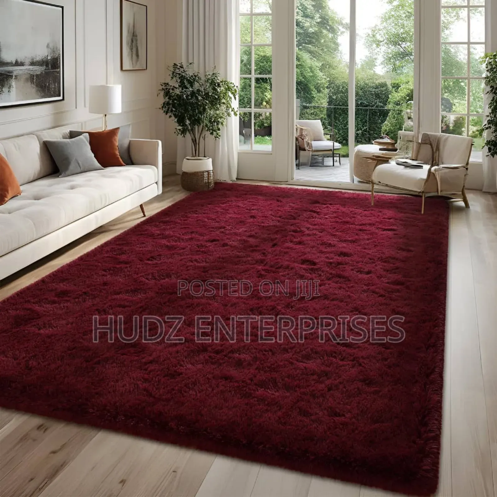 1.5by 2meters Fluffy Center Carpet Maroon