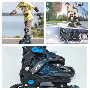 Adjustable Inline Skates for Kids With Protective Gear