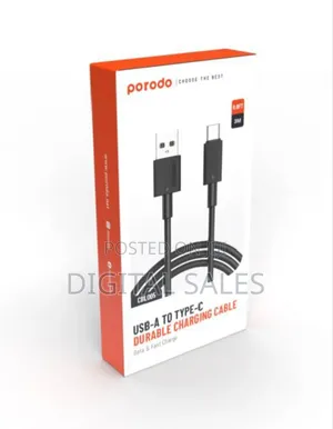 New Porodo Braided Cable Usb-a to Lightning 1.2m