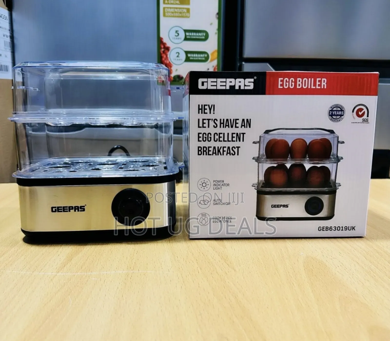 Geepas Electric Egg Boiler For 12 Eggs  - Black/Silver