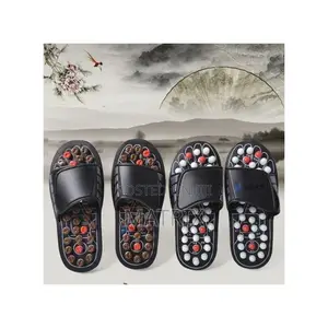Foot Acupoint Health Massage Shoes Slippers -black