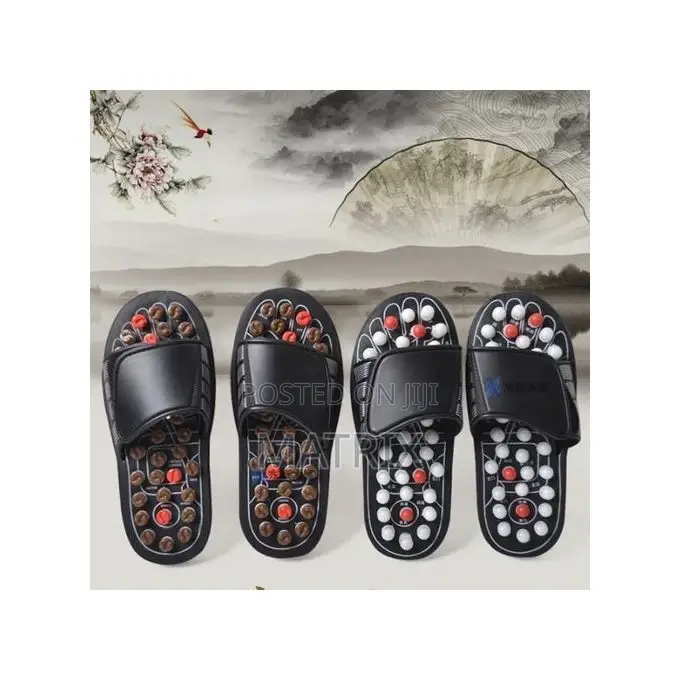 Foot Acupoint Health Massage Shoes Slippers -black
