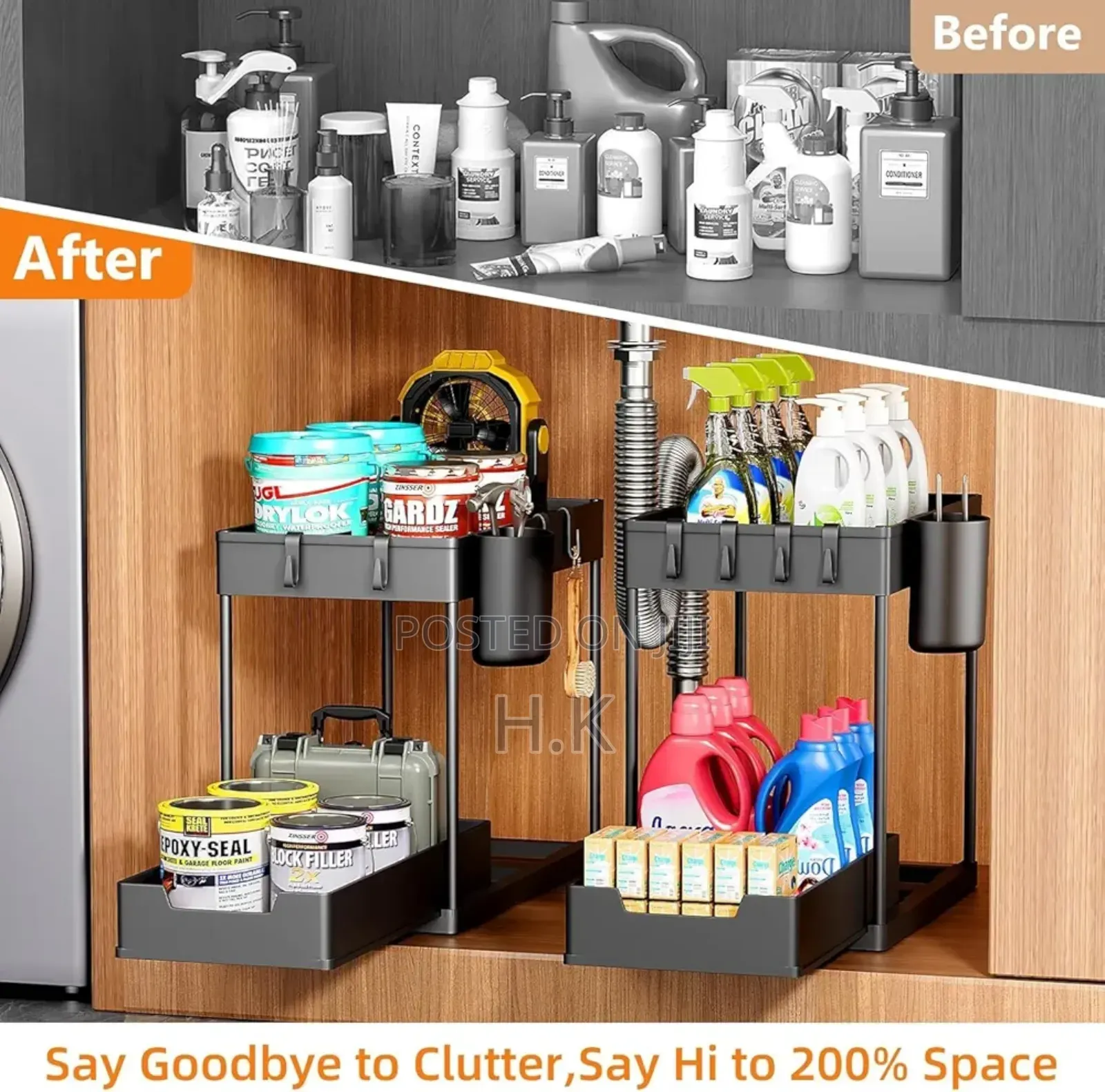 Under Sliding Cabinet Basket Organizer