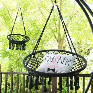 Round Metal Woven Basket Design Hanging Leisure Hammock