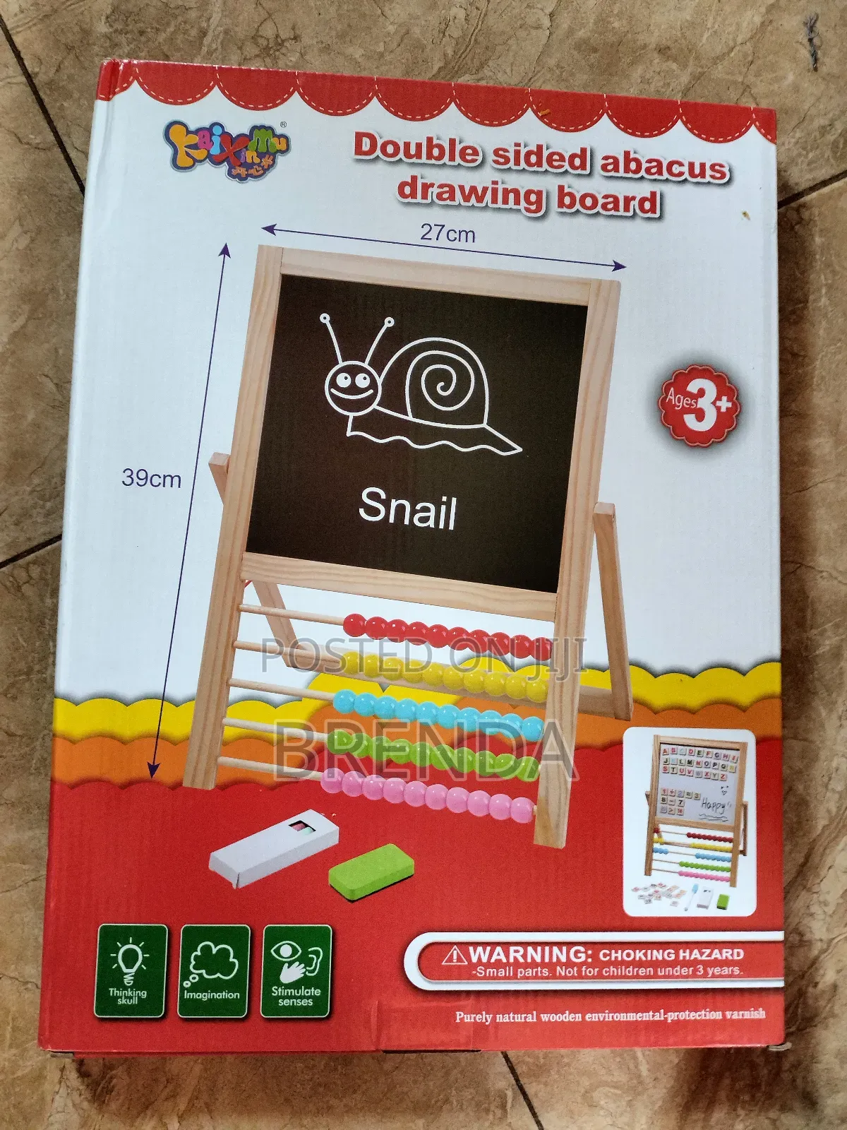 Kids Educational Wooden Double Sided Board With Abacus