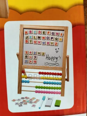 Kids Educational Wooden Double Sided Board With Abacus