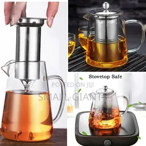 Transparent Borosilicate Glass Tea Kettle With Strainer