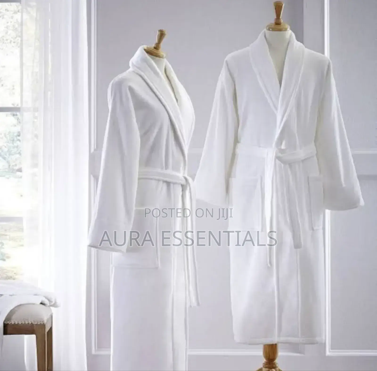 Unisex White Soft Bathrobes