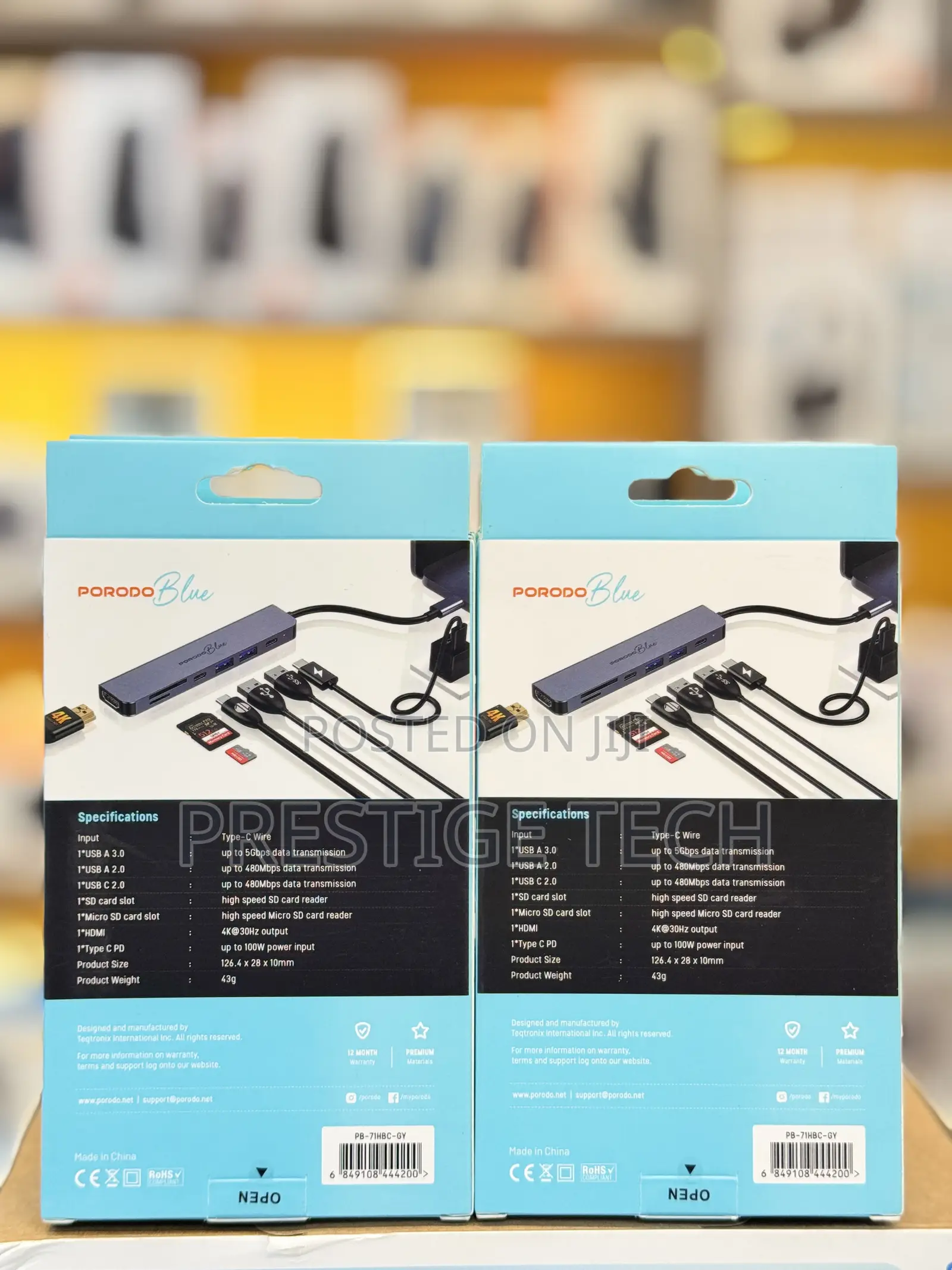 Porodo 7in1 Usb C Hub, Hdmi, Usb-a, Usb-c/ 7 In 1 Type C Hub