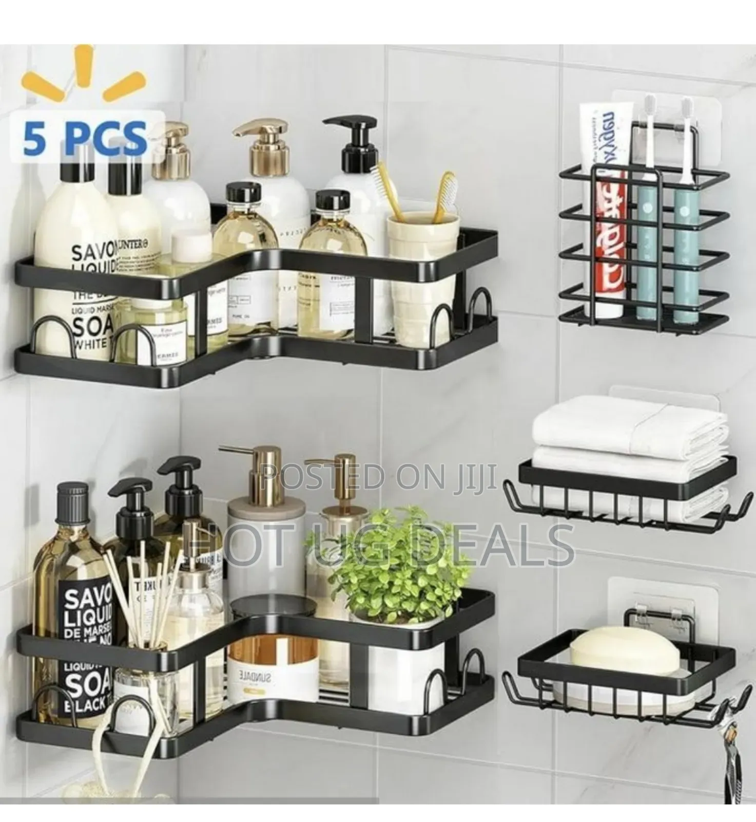 5 Sets Bathroom Storage Rack Organizer Wall -mounted
