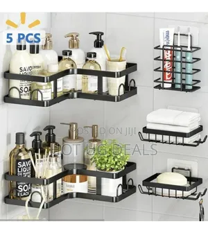 5 Sets Bathroom Storage Rack Organizer Wall -mounted
