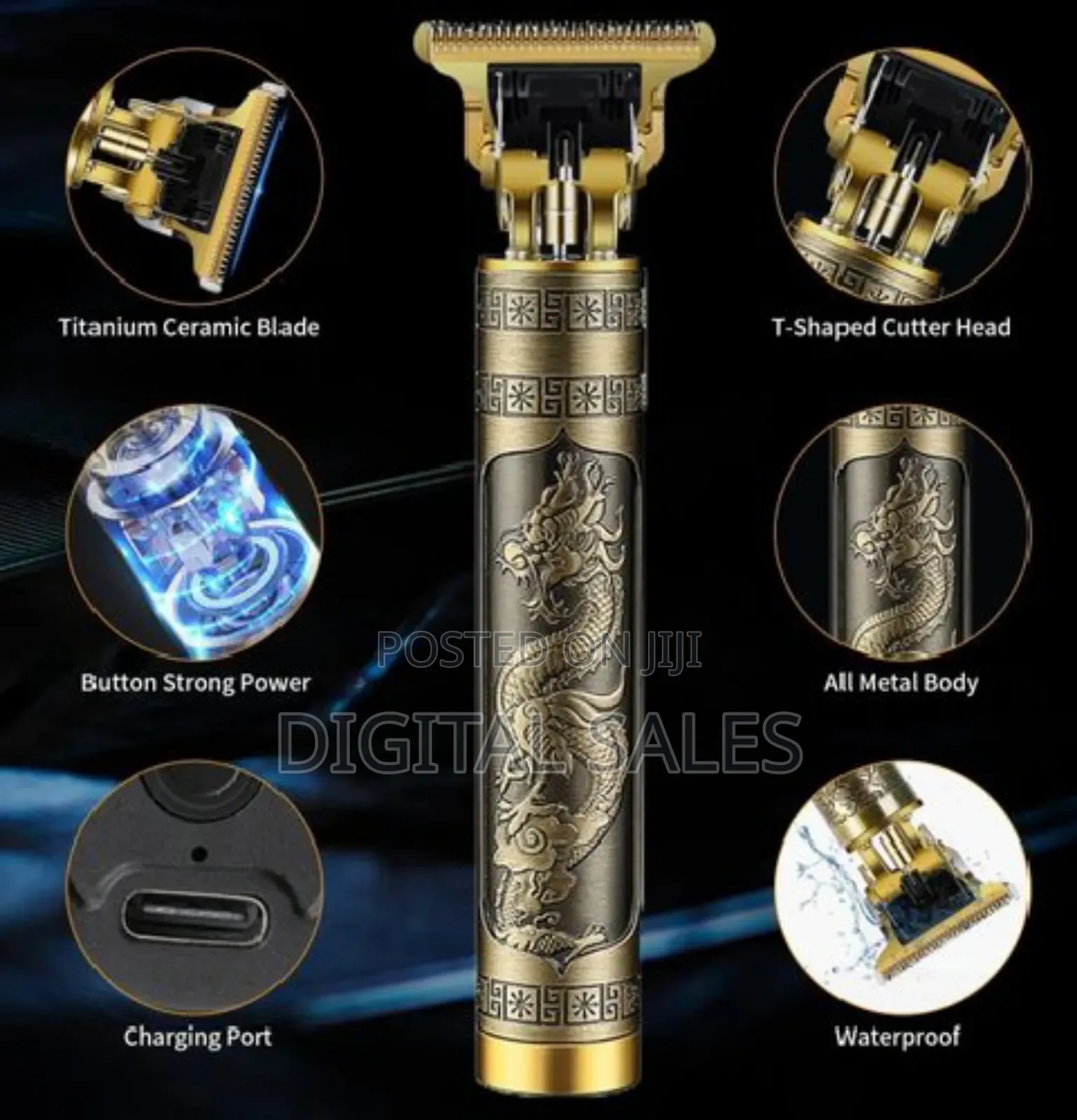 Rechargeable Metal Hair Clipper- Gold