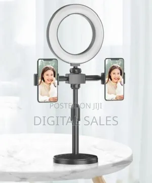 6-Inch Video Light Led Ring Fill Light Stand 2 Phone Clamps