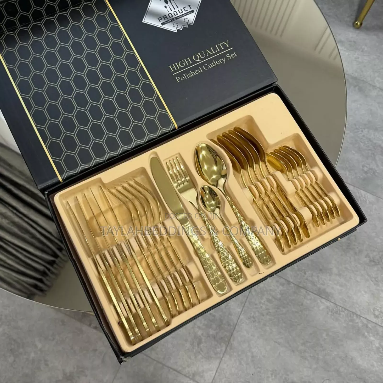 24pcs Goldware Flatware Set With Gift Box,Stainless Steel