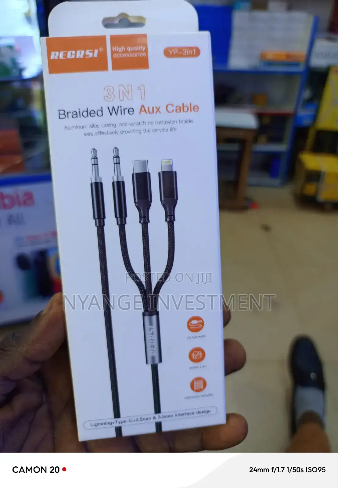 Aux Cable Braided Wire. Aux Cable