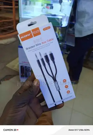 3in1 Braided Wire Aux Cable. Aux Cable