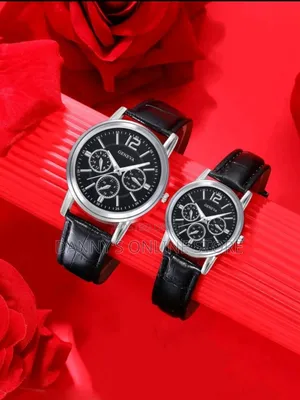 Couple Watches 2pcs/Set Couple's Black Leather Strap Casual