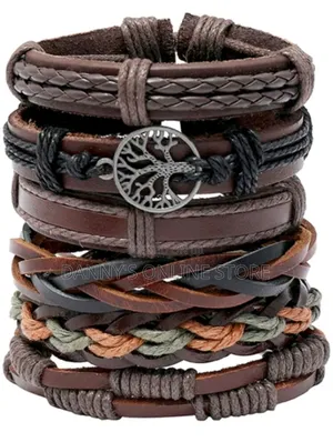 6pcs Vintage Handmade Braided Leather Bracelets